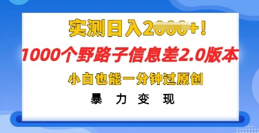 2025抖音1000个野路子信息差最新玩法，一分钟过原创，暴力变现月入几k_共创网