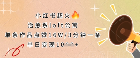 小红书超火的治愈系loft公寓,单条作品点赞16W,3分钟一条,单日变现数张_共创网