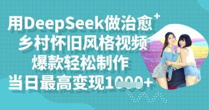 用DeepSeek做治愈乡村怀旧风格视频，爆款轻松制作，当日最高变现多张_共创网